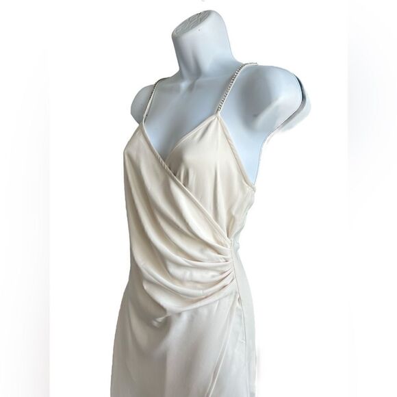 ZARA Oyster White Sparkly Strip Long Slip Dress Size S. - Picture 2 of 11